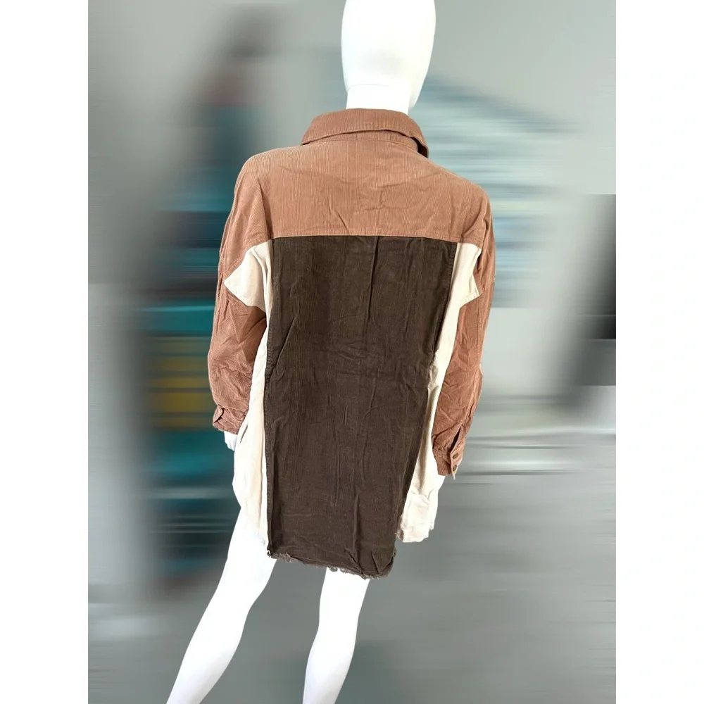 FANTASTIC FAWN color block corduroy oversized top M L - Picture 8 of 9